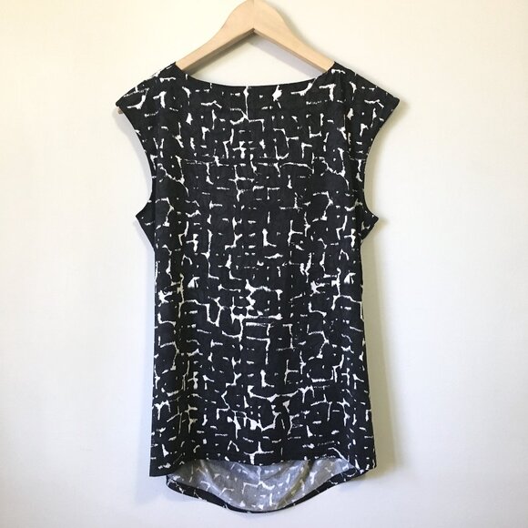 Not Just Pants Ink Blotched Ruched Waist Cowl Neck Tank Top - Picture 2 of 14